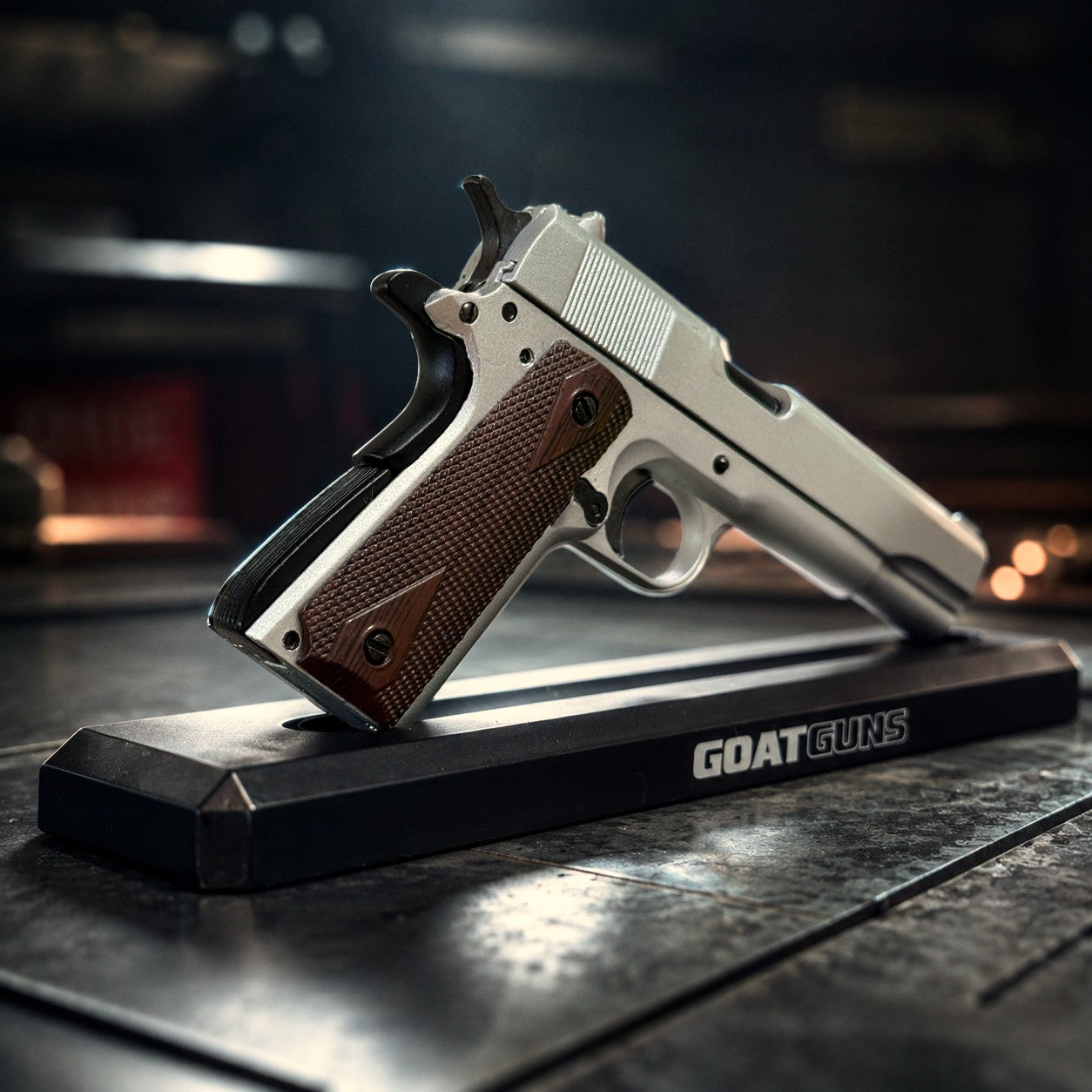 Miniature 1911 Model in Silver | GoatGuns – GoatGun Models