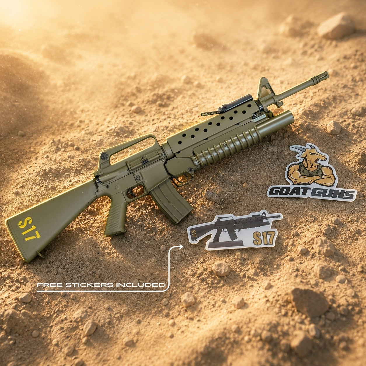 Miniature M16A1 Model in OD Green | GoatGuns – GoatGun Models