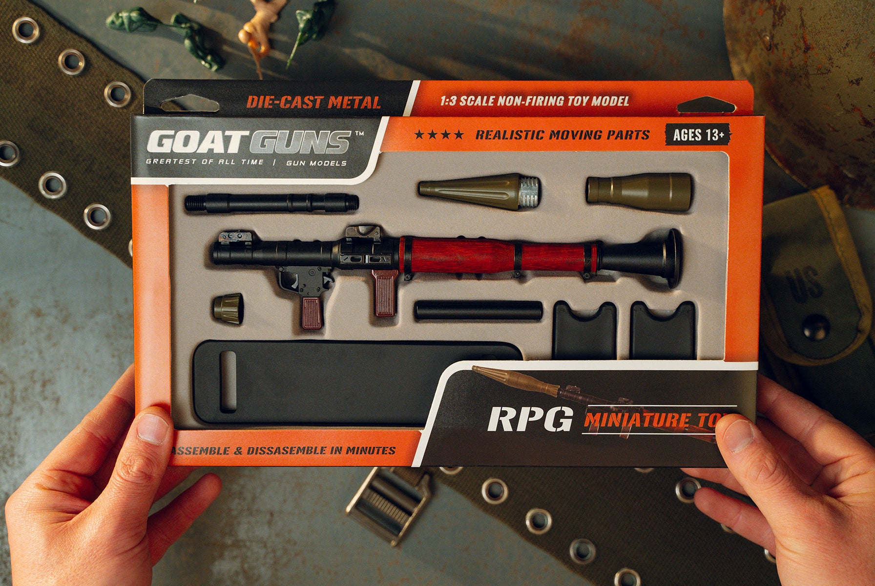 Miniature RPG Model | 1:3 Scale diecast Metal + Real Wood – Goat Guns