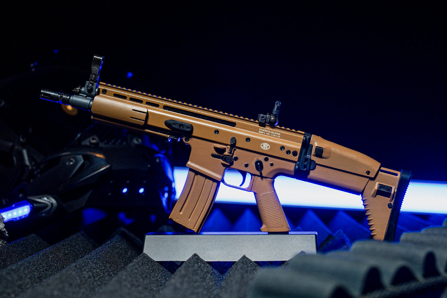 FN SCAR model on display stand