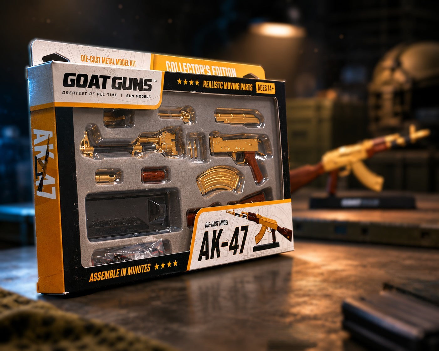 Miniature AK47 Model in Gold | GoatGuns – GoatGun Models