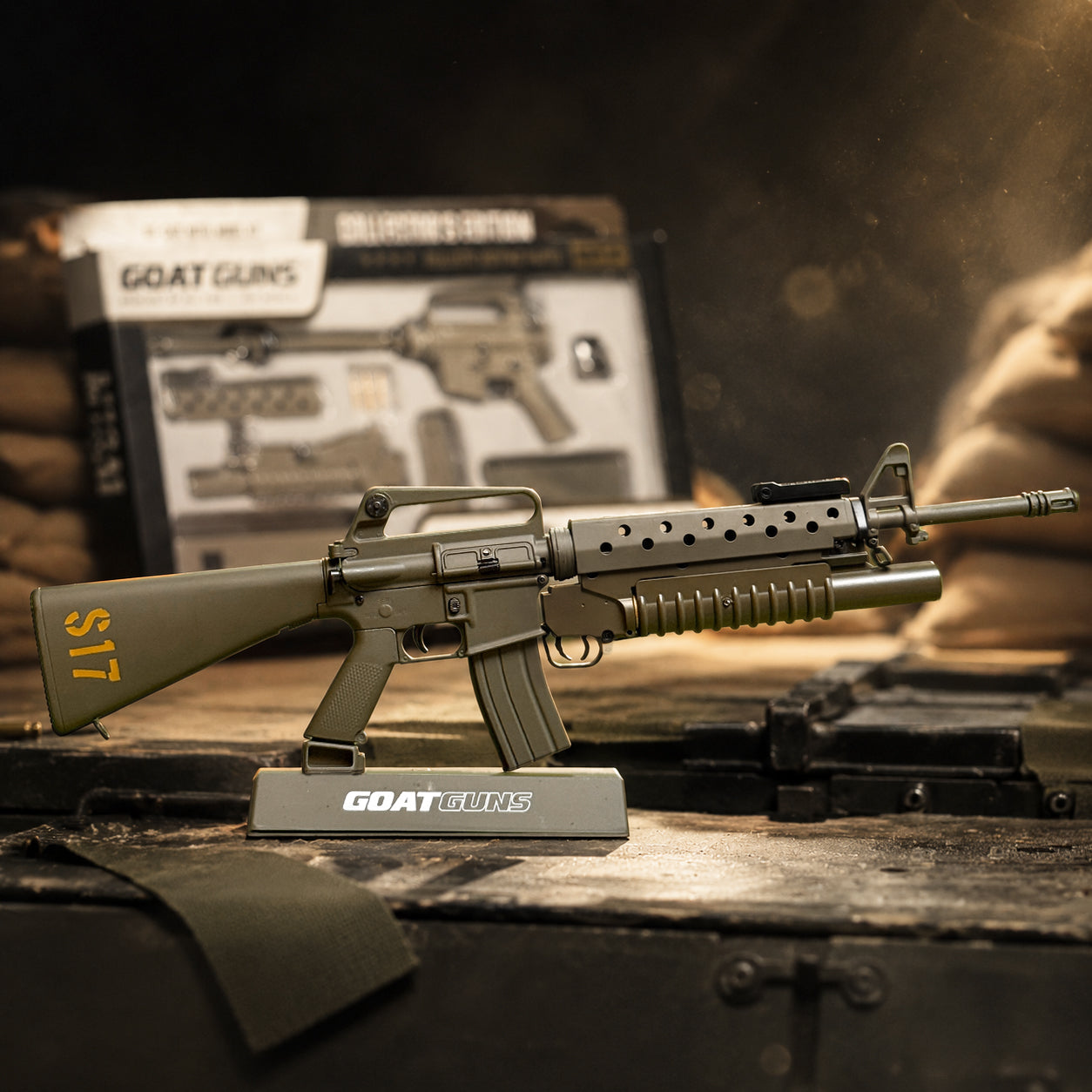 Miniature M16A1 Model in OD Green | GoatGuns – GoatGun Models