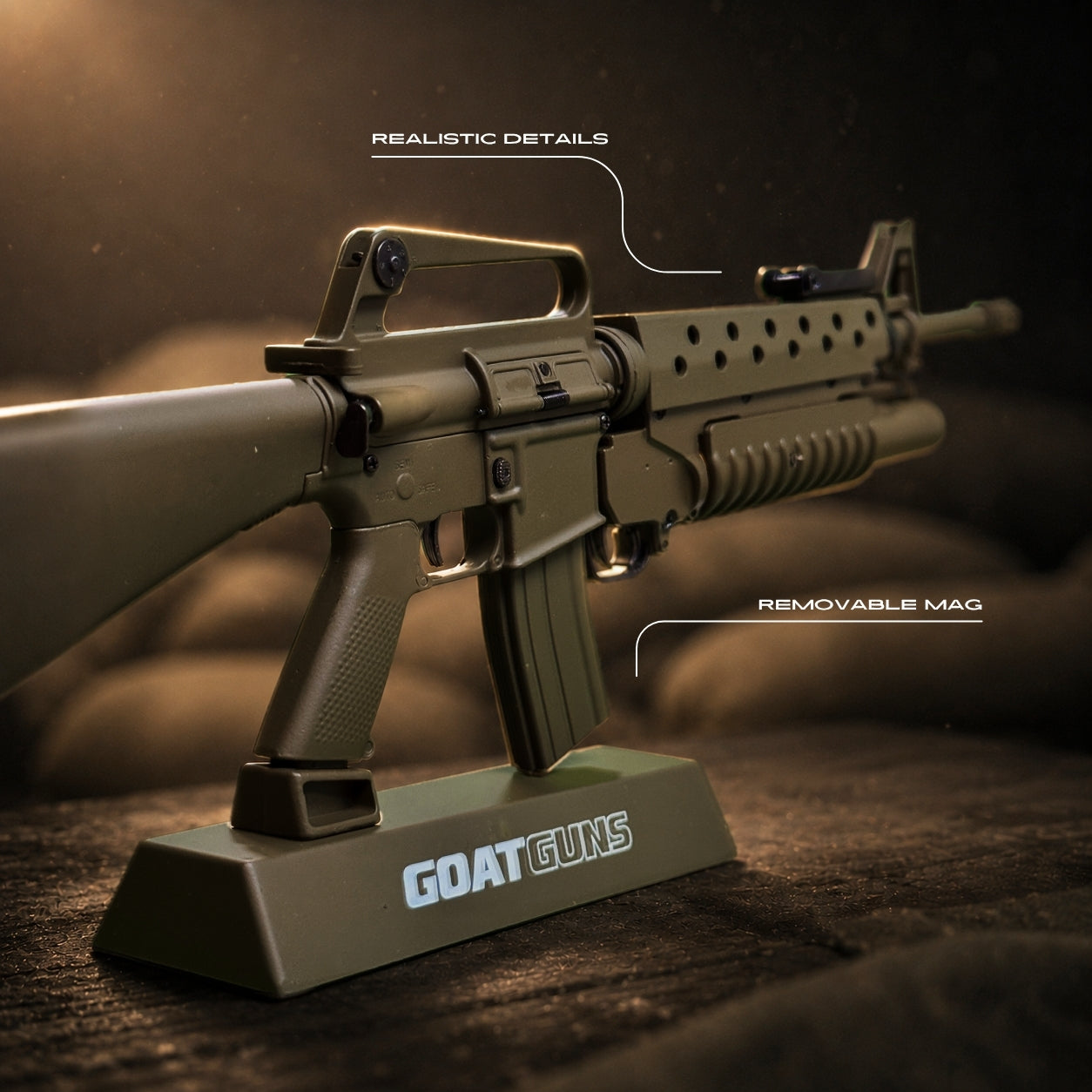 Miniature M16A1 Model in OD Green | GoatGuns – GoatGun Models